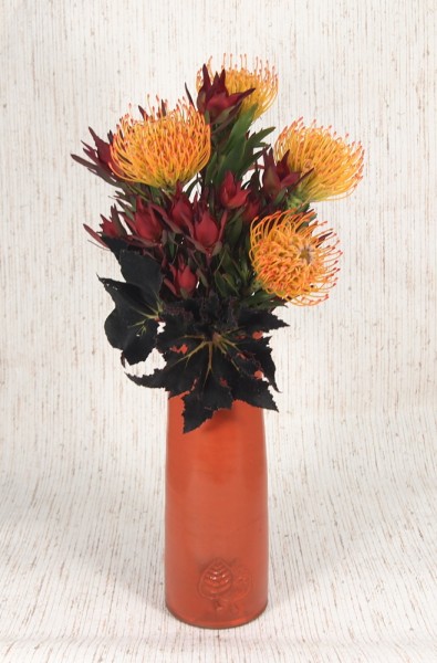 Zylindrische Vase orange seidenmatt